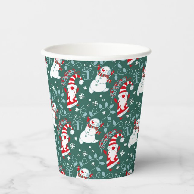 Vasos De Papel Navidades de Santa Snowman (Anverso)