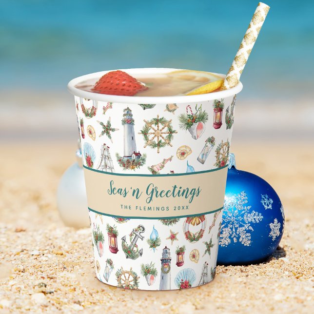 Vasos De Papel Navidades de Seas y Saludos Personalizados Náutica (Subido por el creador)