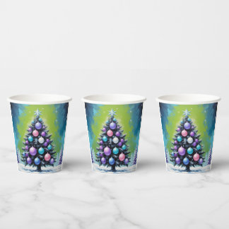 Vasos De Papel Navidades de sintonización de arte pop con violeta