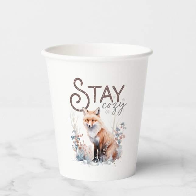 Vasos De Papel Navidades de Stay Cosy Woodland Fox (Anverso)