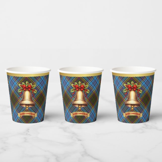 Vasos De Papel Navidades de Tartán Personalizados de Anderson (Multi)