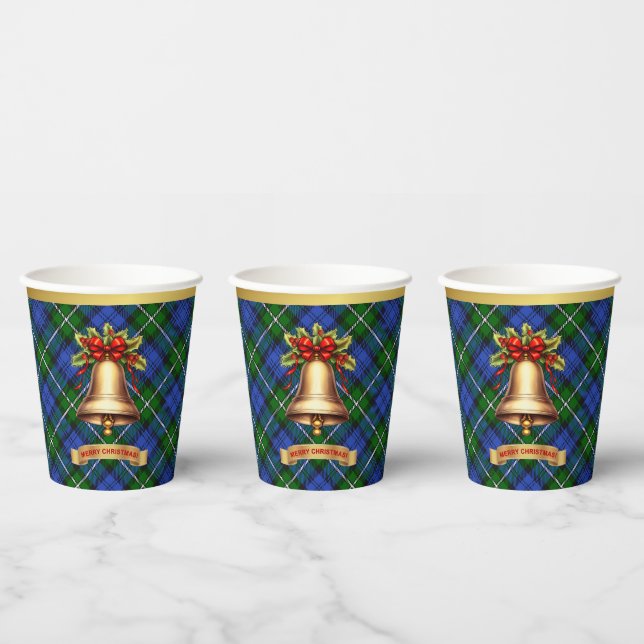 Vasos De Papel Navidades de Tartán Personalizados de Bannerman (Multi)