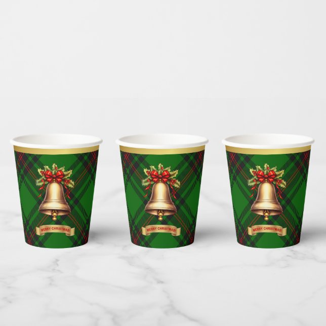 Vasos De Papel Navidades de Tartán Personalizados de Beveridge (Multi)