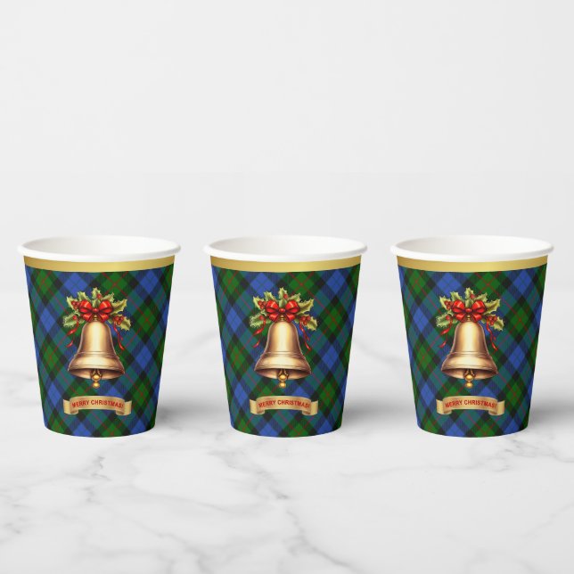 Vasos De Papel Navidades de Tartán Personalizados de Gunn (Multi)