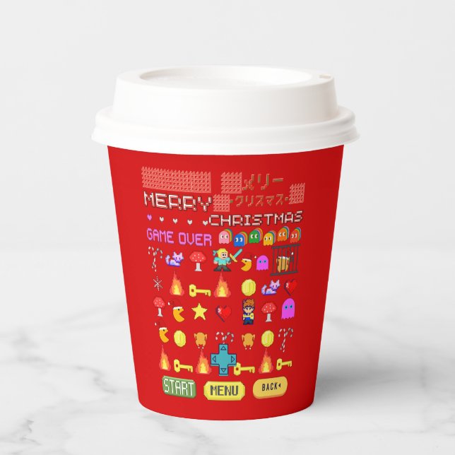 Vasos De Papel Navidades de vacaciones de Mikitiez videogame cute (Anverso)