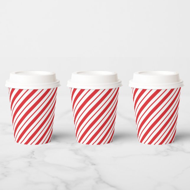 Vasos De Papel Navidades de vacaciones en franjas diagonales roja (Multi)