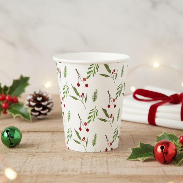 Vasos De Papel Navidades de vacaciones modernos Berry botánico ve (Subido por el creador)