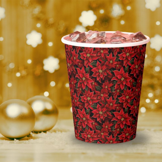 Vasos De Papel Navidades de vacaciones rojas Patrón de puninsetti (Subido por el creador)