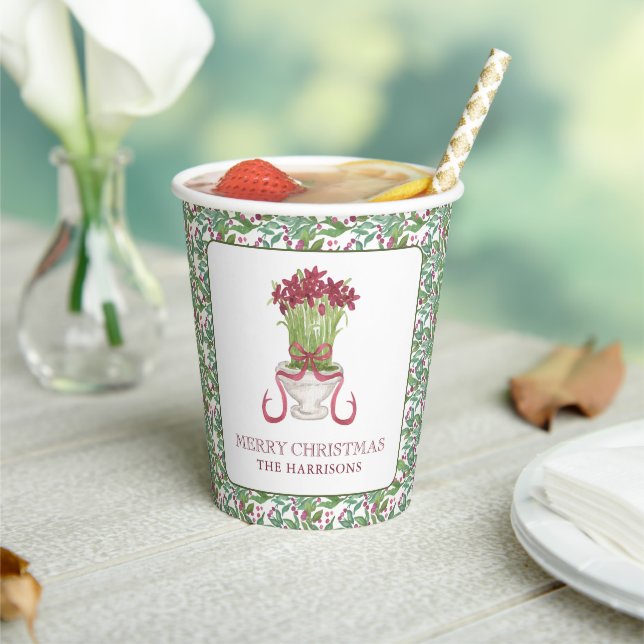 Vasos De Papel Navidades de Watercolor Burgundy Amaryllis (in situ)