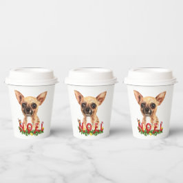 Vasos De Papel Navidades de Watercolor Chihuahua Noel