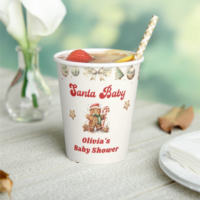 Vasos De Papel Navidades de Winter Gingerbread Santa Baby Shower (in situ)