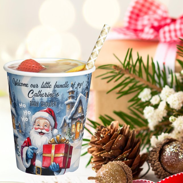 Vasos De Papel Navidades de Winter Wonderland Santa Baby Shower (Subido por el creador)