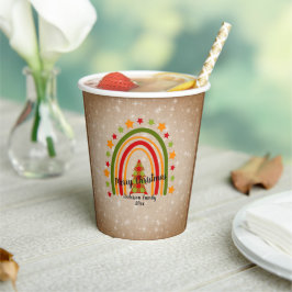 Vasos De Papel Navidades del arco iris moderno Tartán Tree 20xx T