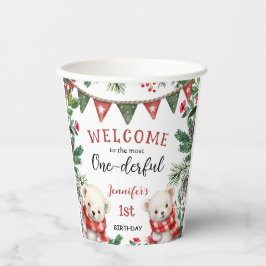 Vasos De Papel Navidades del oso polar en primer cumpleaños