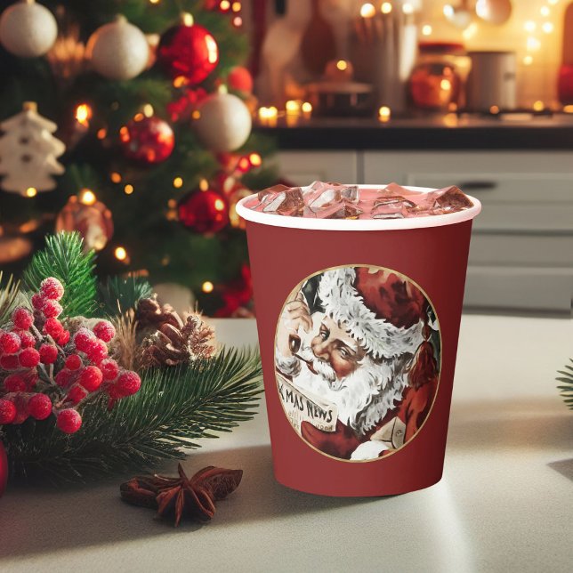 Vasos De Papel Navidades desechables de Santa Claus (Christmas cups, vintage santa cups, Christmas coffee cups)