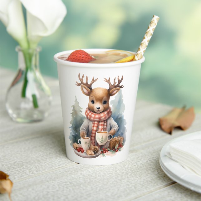 Vasos De Papel Navidades diseño de acuarela taza de papel infanti (in situ)