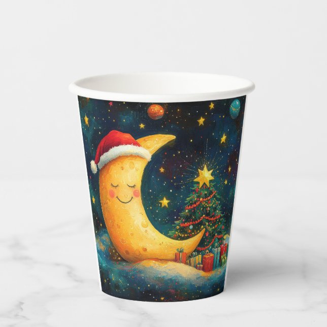 Vasos De Papel Navidades divertidos celebran la galaxia lunar (Anverso)