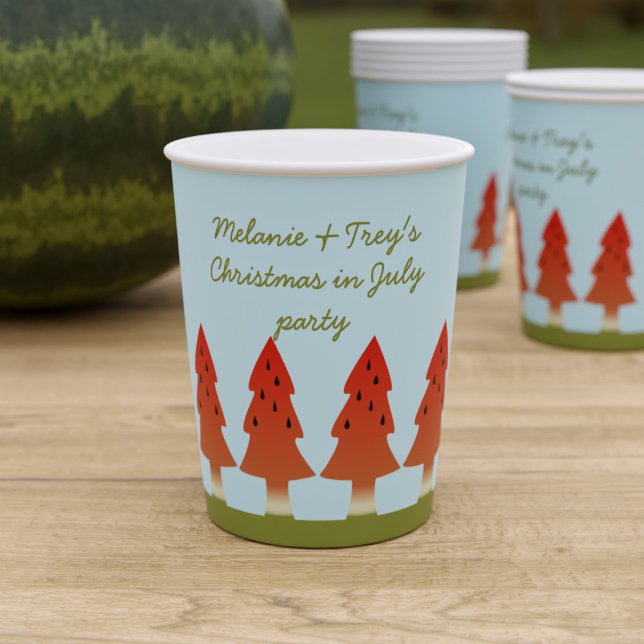 Vasos De Papel Navidades en julio Cups de papel Fiesta BBQ (🍉Watermelon tree paper cup perfect for your Christmas in July party (or the one in December) 🍉)