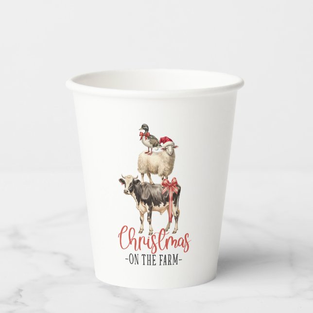 Vasos De Papel Navidades en la granja de animales Barnyard (Anverso)