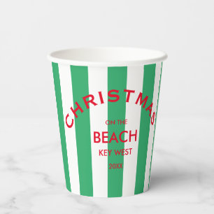 Vasos De Papel Navidades En La Playa Personalizado Huelga Verde D