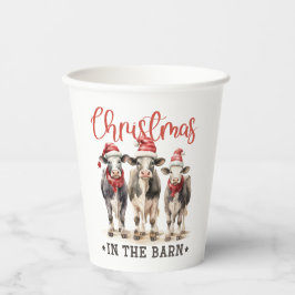 Vasos De Papel Navidades en vacas rusticas de granero en Santa Ha