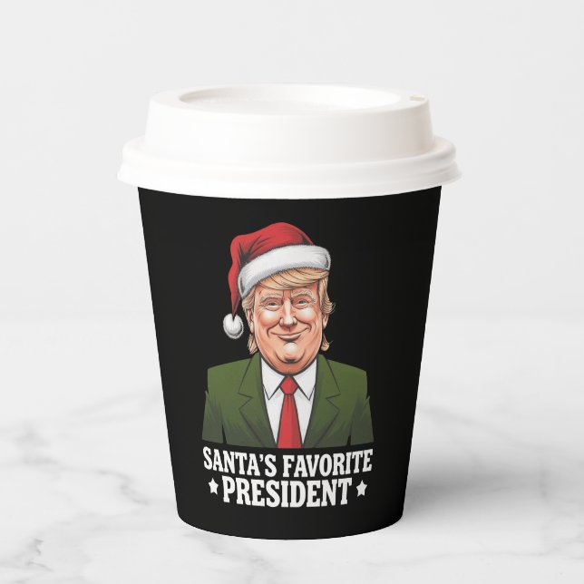 Vasos De Papel Navidades favoritos del presidente de Santa Claus, (Anverso)