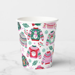 Vasos De Papel Navidades feos sudan con Papá Noel y renos