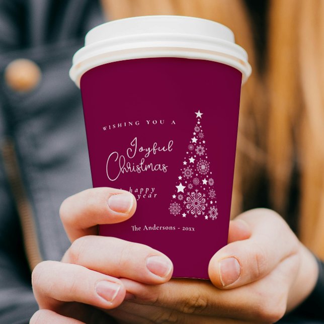 Vasos De Papel Navidades festivos magenta (Festive Christmas Magenta Paper Cups)