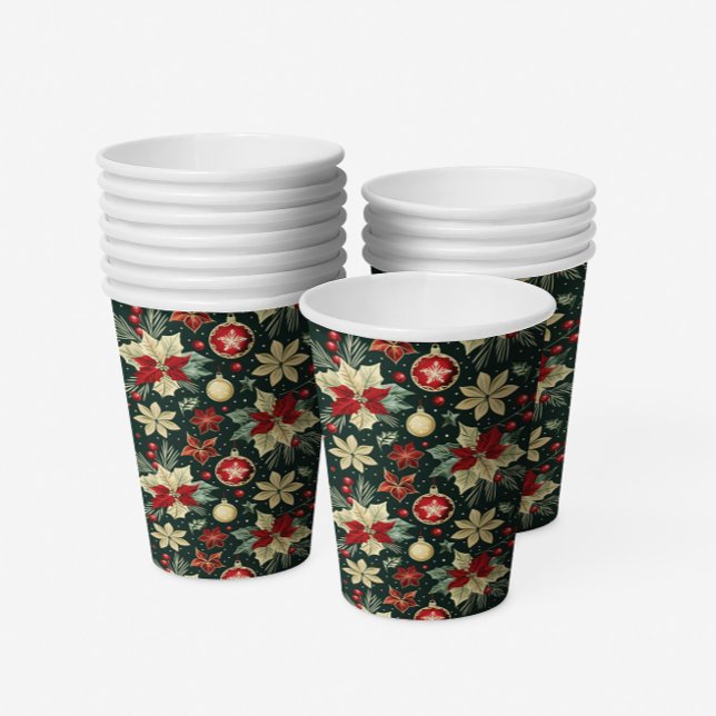 Vasos De Papel Navidades festivos Modelo de poinsettia (Subido por el creador)