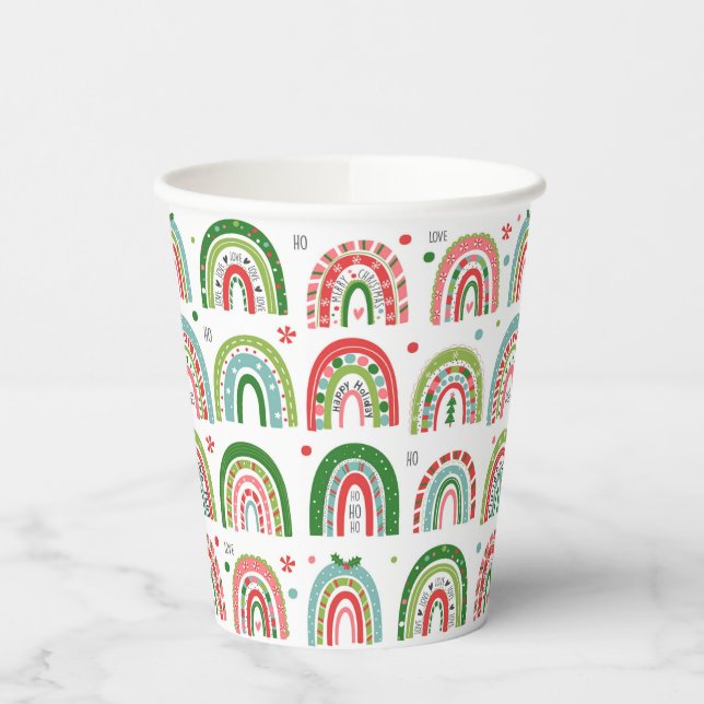 Vasos De Papel Navidades festivos Patrón de arco iris moderno (Izquierda)