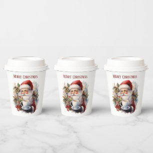 Vasos De Papel Navidades festivos Santa café añaden texto
