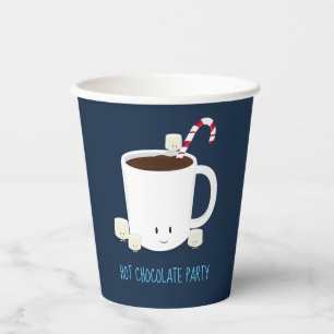 Vasos De Papel Navidades Fiesta Azul Chocolate caliente Cacao cal