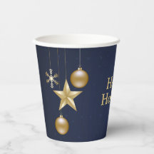 Navidades Fiesta Golden Ornament Navy Blue Elegant