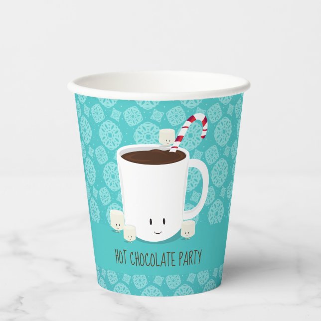 Vasos De Papel Navidades Fiesta Snowflake Chocolate caliente (Anverso)