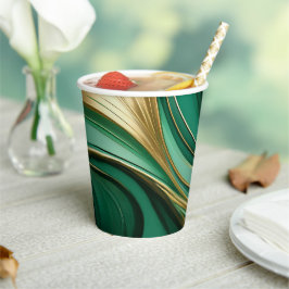 Vasos De Papel Navidades Fiesta-Verde y Oro-