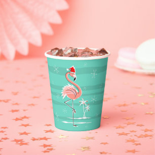 Vasos De Papel Navidades Flamingo Stripe