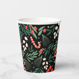 Vasos De Papel Navidades florales negros