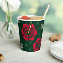 Navidades Florales Tropicales Hibiscus Snowflakes 