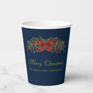 Vasos De Papel Navidades Garland Con Bow Rojo Y Balbuceos