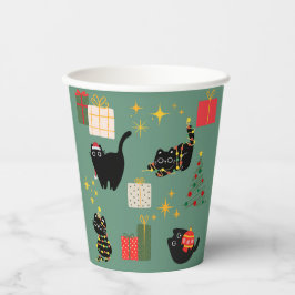 Vasos De Papel Navidades Gatos Negros