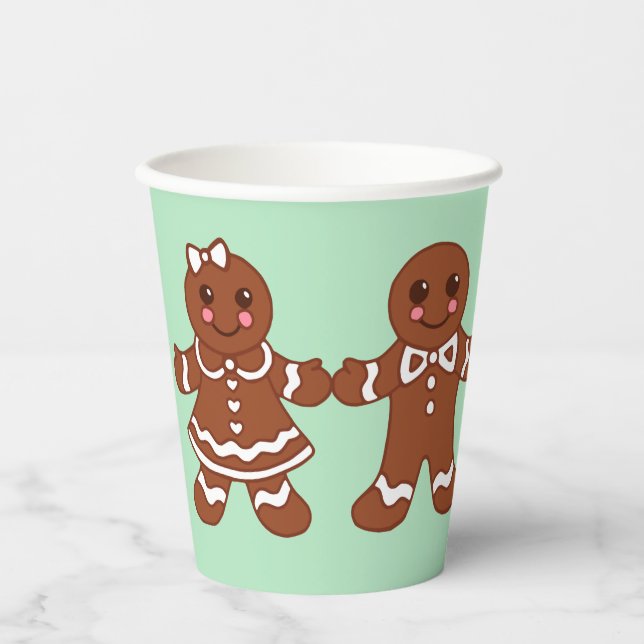 Vasos De Papel Navidades Gingerbread Boy Chica Café (Anverso)