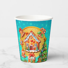 Vasos De Papel Navidades Gingerbread Candy House y Año Nuevo