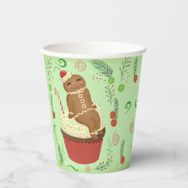 Vasos De Papel Navidades Gingerbread Green Paper Cups