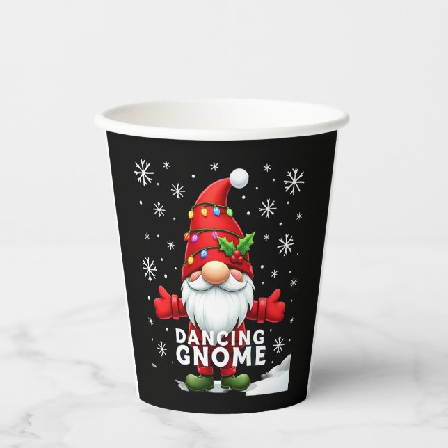 Vasos De Papel Navidades Gnome Dancing Gnome Navidades familiares (Anverso)