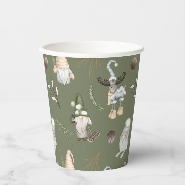 Vasos De Papel Navidades Gnomes Woodland (Anverso)