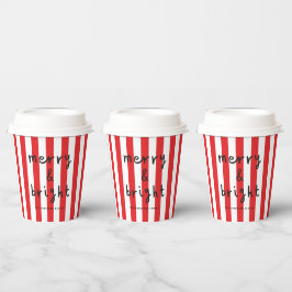Vasos De Papel Navidades gráficos modernos mínimos rojos y blanco