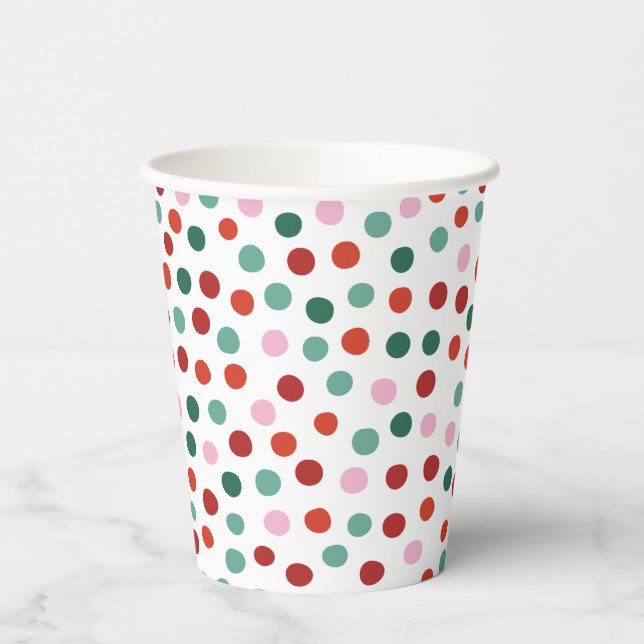 Vasos De Papel Navidades Green Red Polka Dots Patrón Cubos de pap (Izquierda)