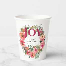 Vasos De Papel Navidades Holiday Pink Joy Wreath Botánico