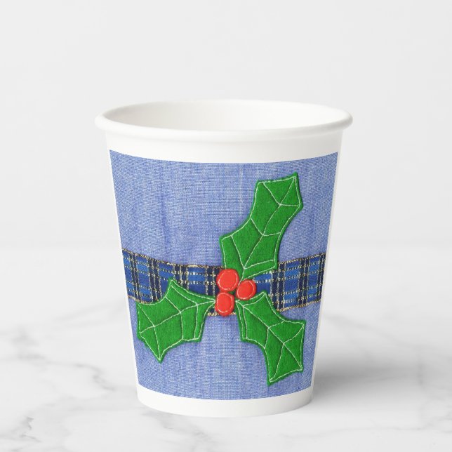 Vasos De Papel Navidades holly (Anverso)