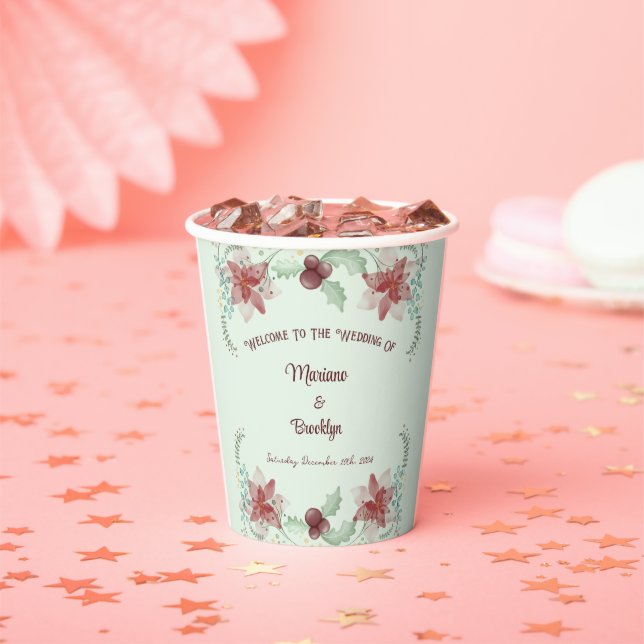 Vasos De Papel Navidades Holly Berry Botany Greenery Evergreen (in situ)